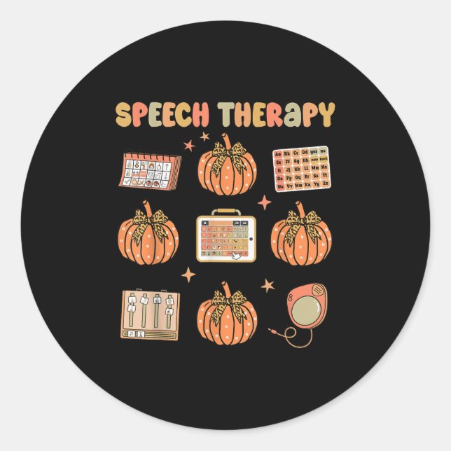 Retro Speech Therapy Slp Fall Pumpkin Speech Thera Classic Round Sticker (Front)