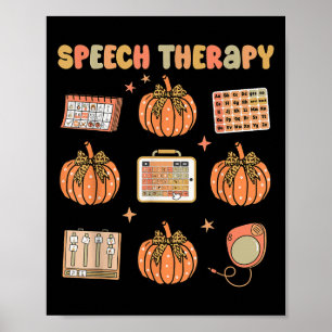 Retro Speech Therapy Slp Fall Pumpkin Speech Thera Poster