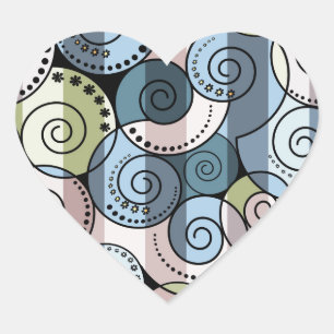 Retro, spiral heart sticker