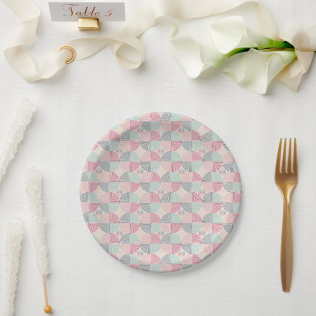 Retro Spiral Vibes Paper Plate (Wedding)