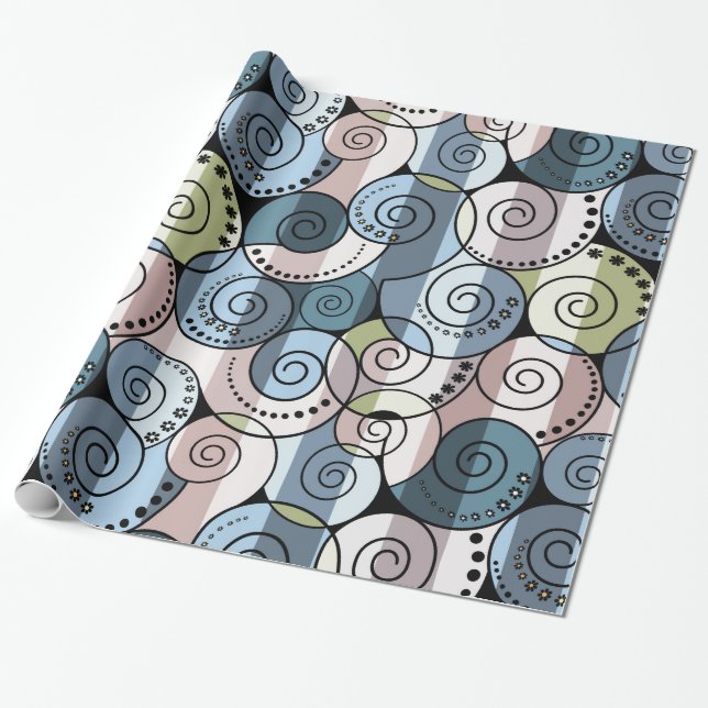 Retro, spiral wrapping paper (Unrolled)