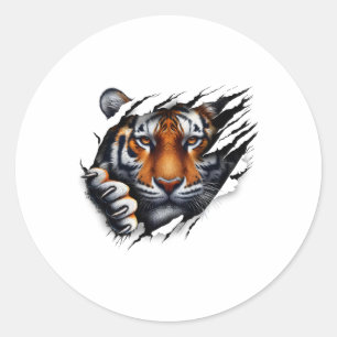 Retro Spirit Tiger Face Shirt Design Footll Tiger Classic Round Sticker