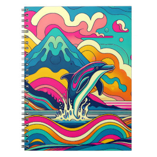 Retro Splash Dolphin Notebook