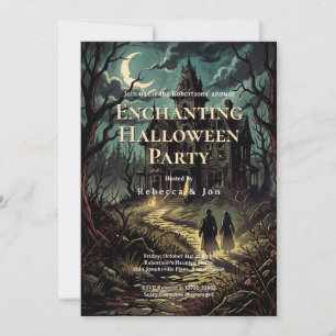 Retro Spooky Chic Enchanting Halloween Party Invitation