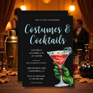 Retro Spooky Hand Adult Halloween Party Invitation