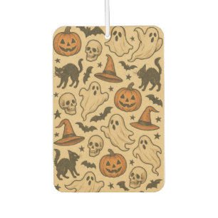 Retro Spooky Icons on Cream Background Air Freshener
