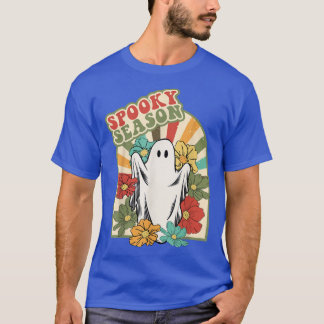 Retro Spooky Season Aesthetic Ghost Halloween  T-Shirt