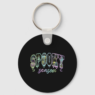 Retro Spooky Season Black Cat Ghost Pumpkin Keychain