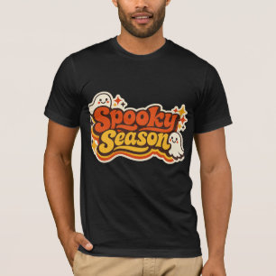 Retro Spooky Season Ghost Halloween Logo T-Shirt