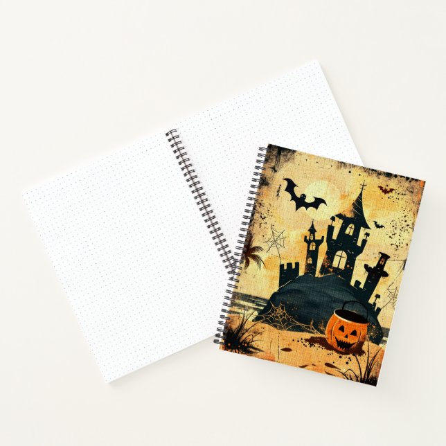 Retro Spooky Summer Goth Halloween Beach Notebook (Inside)