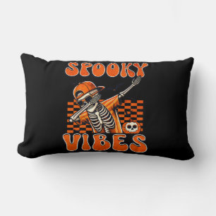 Retro Spooky Vibes Dabbing Skeleton Halloween Lumbar Pillow