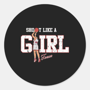 Retro Sport Quote Shoot Like A Girl Sketll Funny P Classic Round Sticker