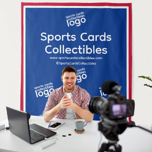 Retro Sports Cards Collectibles Logo Backdrop Tapestry