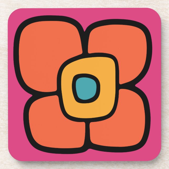 Retro Spring Blossom Coaster (Front)