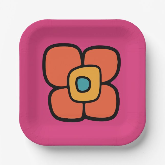Retro Spring Blossom Paper Plate (Front)