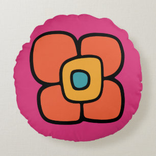 Retro Spring Blossom Round Pillow