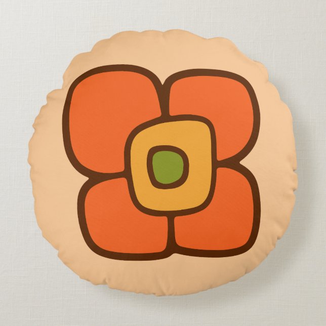 Retro Spring Blossom Round Pillow (Front)