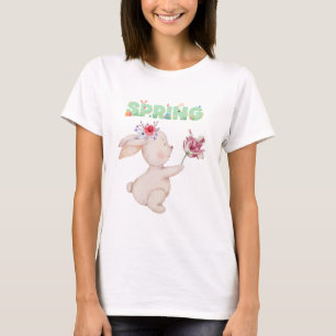 Retro Spring Bunny with Tulip Graphic Tee