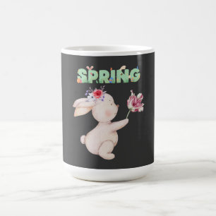 Retro Spring Bunny with Tulip Graphic Tee Coffee Mug