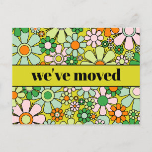 Retro Spring Floral New Address / We've Moved Postcard