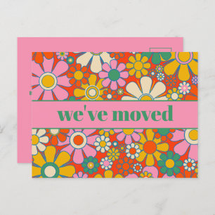Retro Spring Floral New Address / We've Moved Postcard