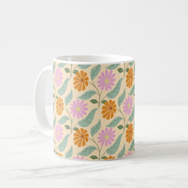 Retro spring flowers coffee mug (Front Left)