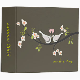 Retro spring flowers + love birds binder