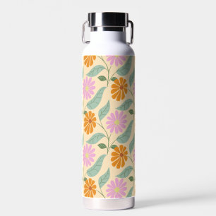 Retro spring flowers water bottle