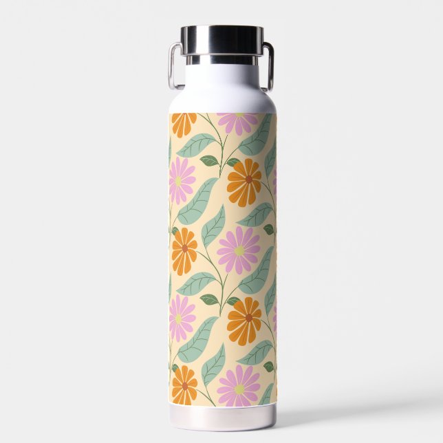 Retro spring flowers water bottle (Front)