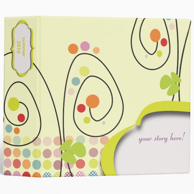 Retro spring flowers with polka dots binder (Front/Spine)