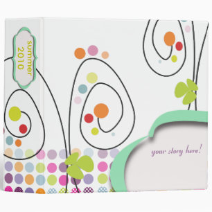 Retro spring flowers with polka dots binder
