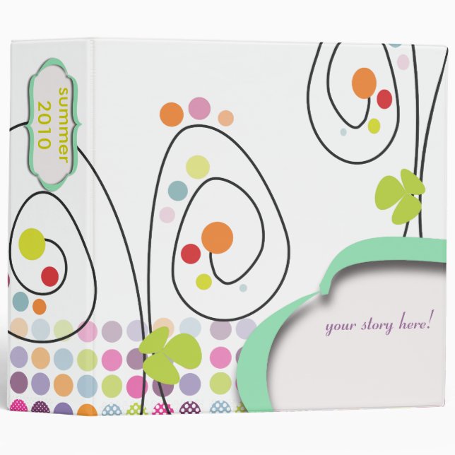 Retro spring flowers with polka dots binder (Front/Spine)