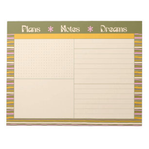Retro Spring Hand Drawn Striped Plan and Dream Notepad