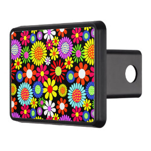 Retro spring hippie flower power trailer hitch cover