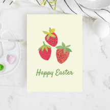 Retro Spring Strawberry Easter Folded Holiday Card