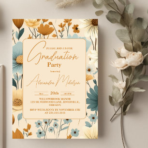 Retro Spring Wildflowers Party Invitation