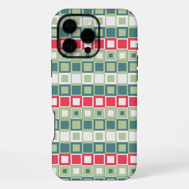 Retro Square Block Pattern iPhone Case (Back)