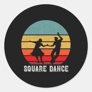 Retro Square Dancer Vintage Square Dancing Square  Classic Round Sticker