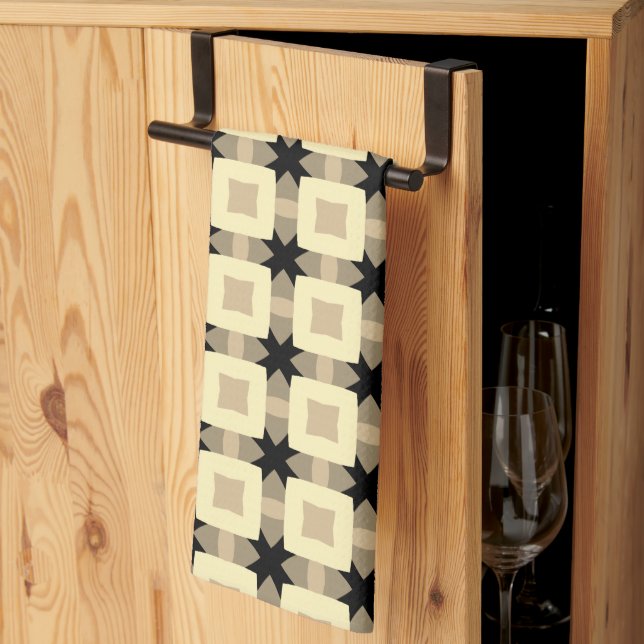 Retro Square Grid Pattern Kitchen Towel (Thirds Fold)