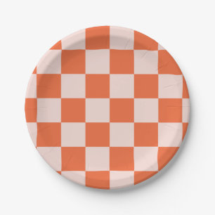 Retro Square Pattern Paper Plates
