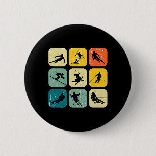 Retro Square Wintersports Ski Nordic Combination A 2 Inch Round Button