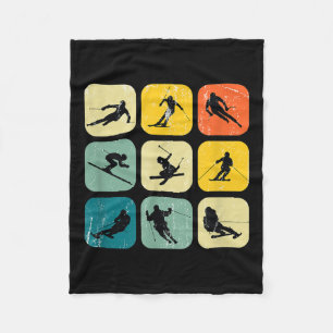 Retro Square Wintersports Ski Nordic Combination A Fleece Blanket