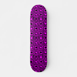 Retro Squares - Black on Magenta Skateboard