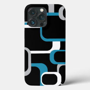 Retro Squares Blue White Grey Black iPhone 13 Pro Case