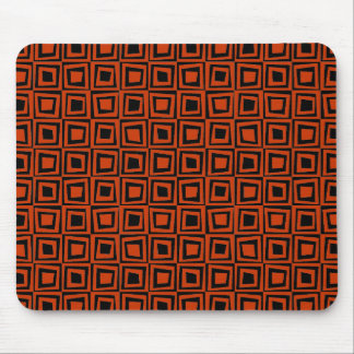 Retro Squares - Brick Red on Black Mouse Pad