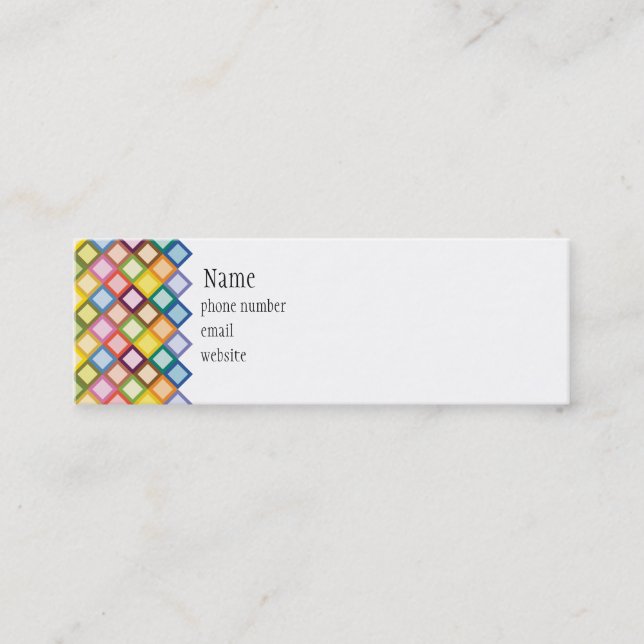 Retro Squares Bright Skinny Business Card (Front)