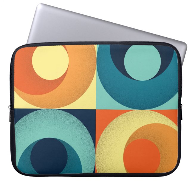 Retro Squares & Circles: 1960s Pattern Laptop Sleeve (Front)