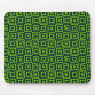 Retro Squares - Dark Green on Avocado Green Mouse Pad