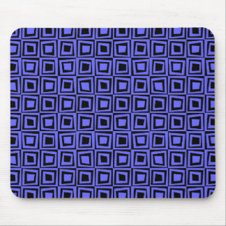 Retro Squares - Electric Blue on Black Mouse Pad