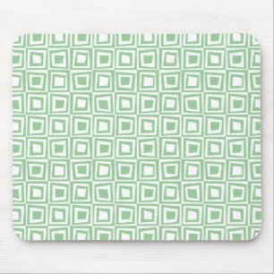 Retro Squares - Faded Green on White Mouse Pad